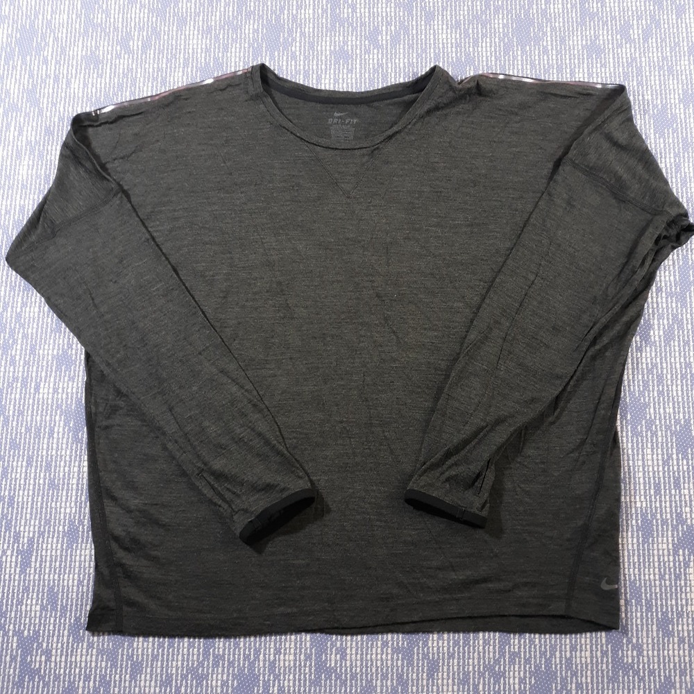 Nike Wool Blend T-Shirt Womens Size XL Gray Long Sleeve Dri-Fit